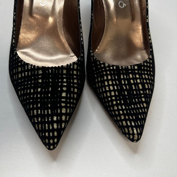 Mascaró Metallic Velvet Pumps Low Heels Pointed Toe Gold Black Evening 38 US 7.5 - Picture 9 of 13